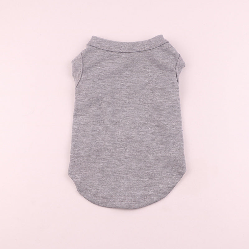 Gray solid color pet vest, minimalist design cat or dog vest with a curved hem
