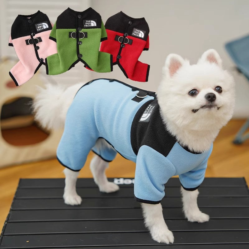 Dog Clothes Winter Color Block Thick Thermal Onesie for Small Dogs