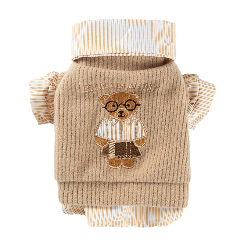 Dog Clothes T Shirt: Preppy 2-Piece Vest & Shirt Set for Cats & Dogs