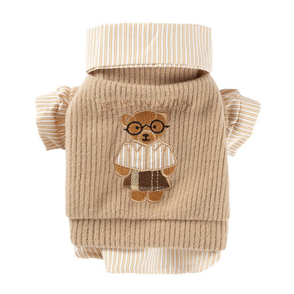 Dog Clothes T Shirt: Preppy 2-Piece Vest & Shirt Set for Cats & Dogs