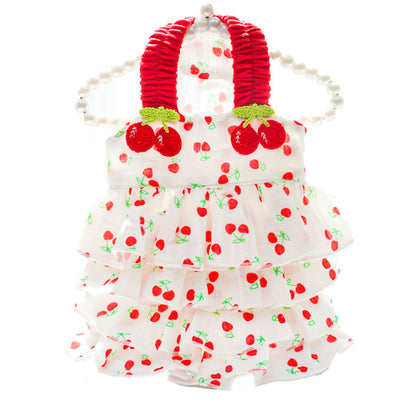 Pink Dog Dress Breathable Cotton Summer Clothes for Small Dogs Cats