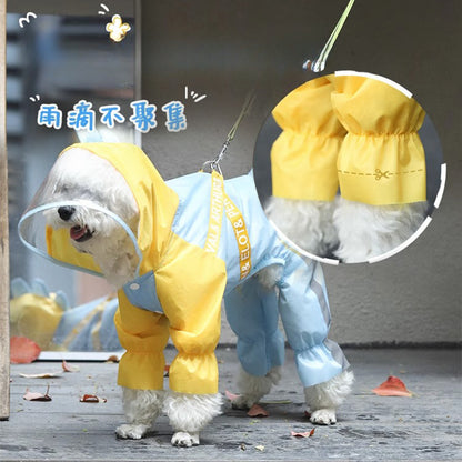 dog yellow rain coat with hood
