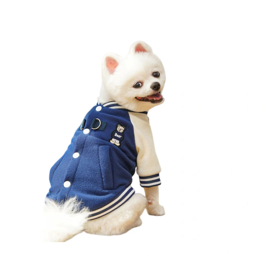 Dog Clothes: Fleece Baseball Jacket - Warm Autumn/Winter Pet Coat