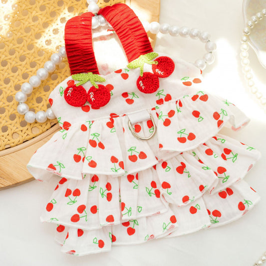 Pink Dog Dress Breathable Cotton Summer Clothes for Small Dogs Cats