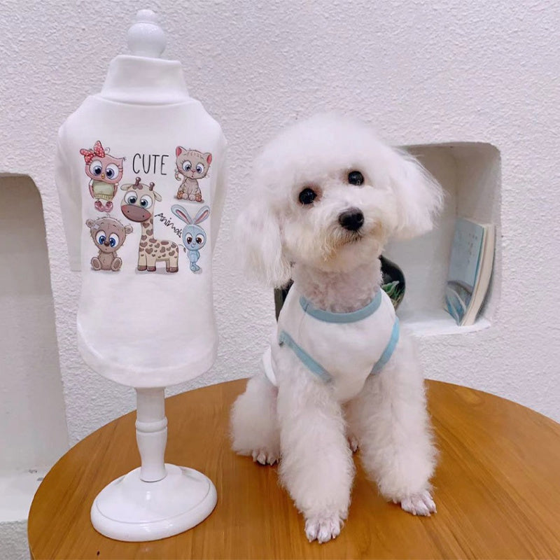 Hoodie with Dog Cartoon Print: Warm Fleece Base Layer for Small Dogs