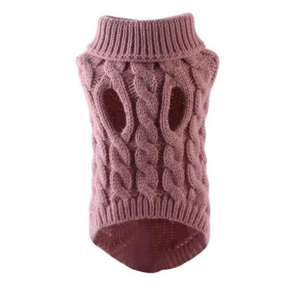 Dog Clothes Sweaters Solid Color Cable Knit Sweater for Fall Winter