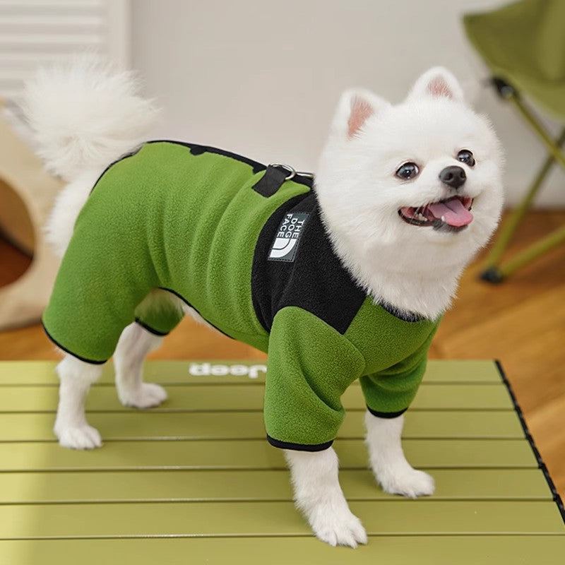 Dog Clothes Winter Color Block Thick Thermal Onesie for Small Dogs
